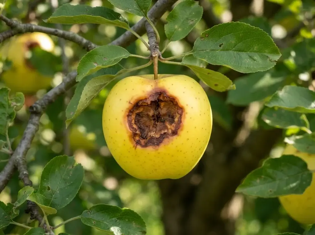 Apple fruit rot and canker symptoms among common apple tree diseases