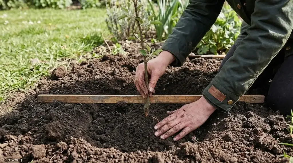 apple tree soil requirements for healthy roots in a prepared backyard planting site