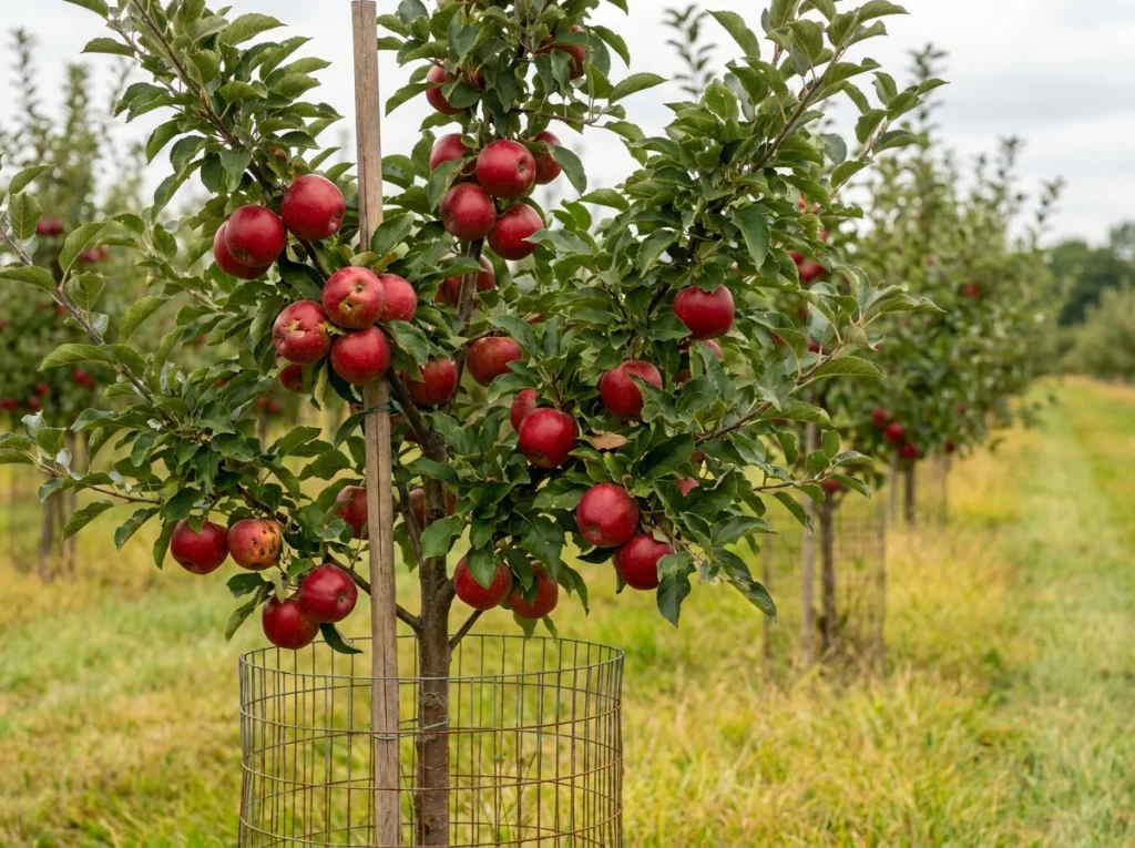 Liberty apple tree with healthy fruit and open canopy