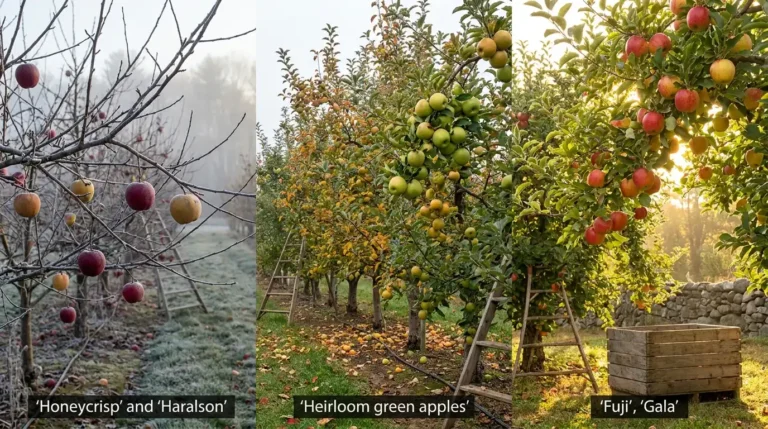 apple tree varieties by zone, labeled comparison of apples from cold and warm climates