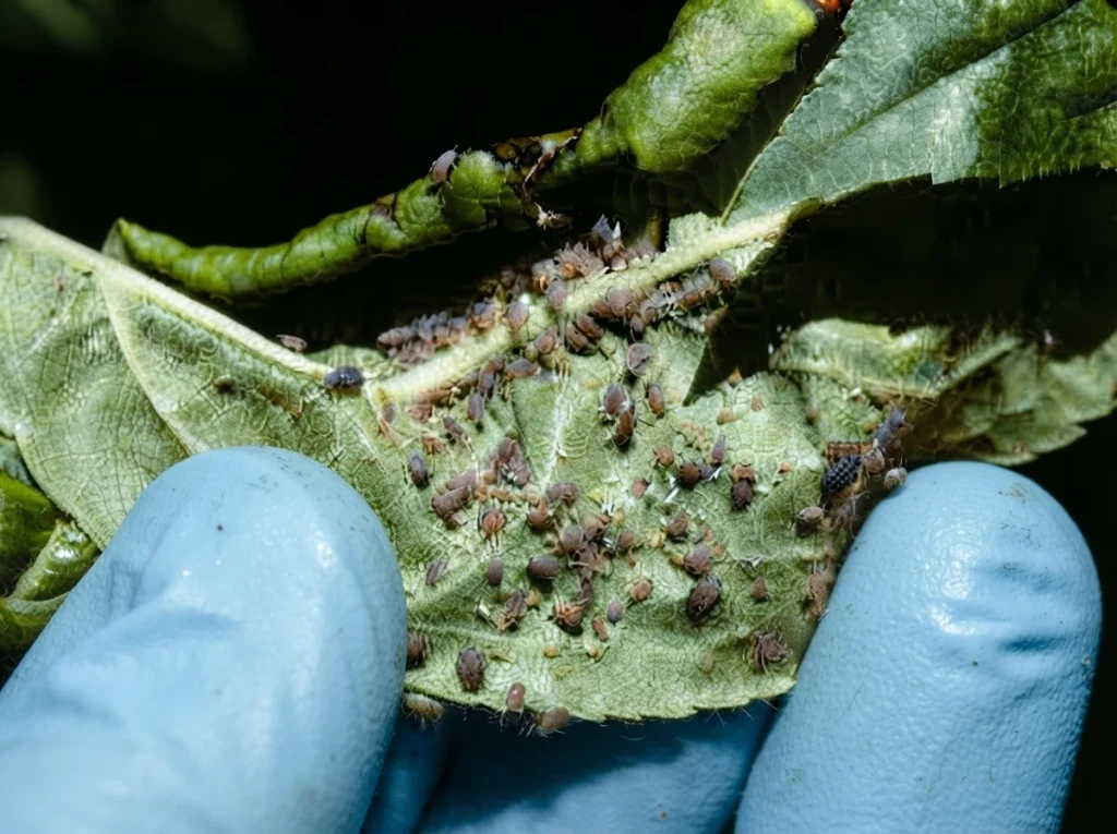 apple tree pests identification comparison of holes, stippling, honeydew, and bark frass