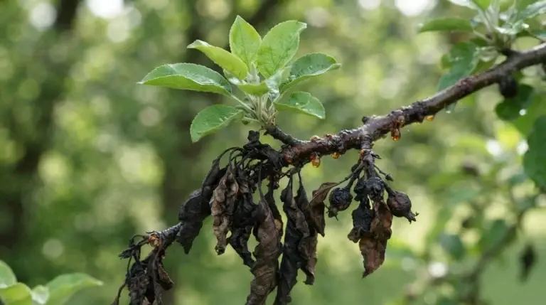 apple tree diseases and cures, backyard apple tree with spotted leaves and affected fruit