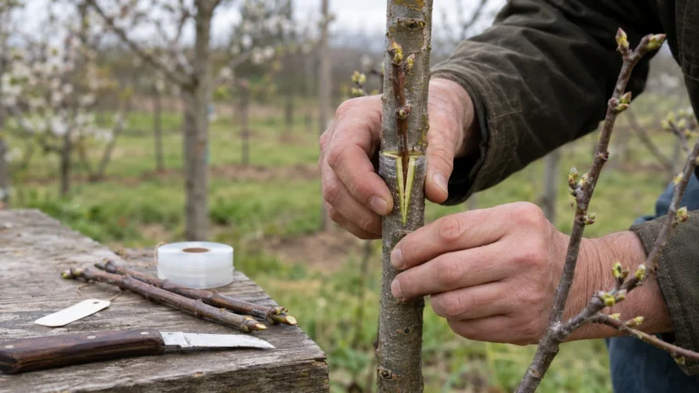 How to graft apple trees with scion wood, rootstock, grafting knife, and tape