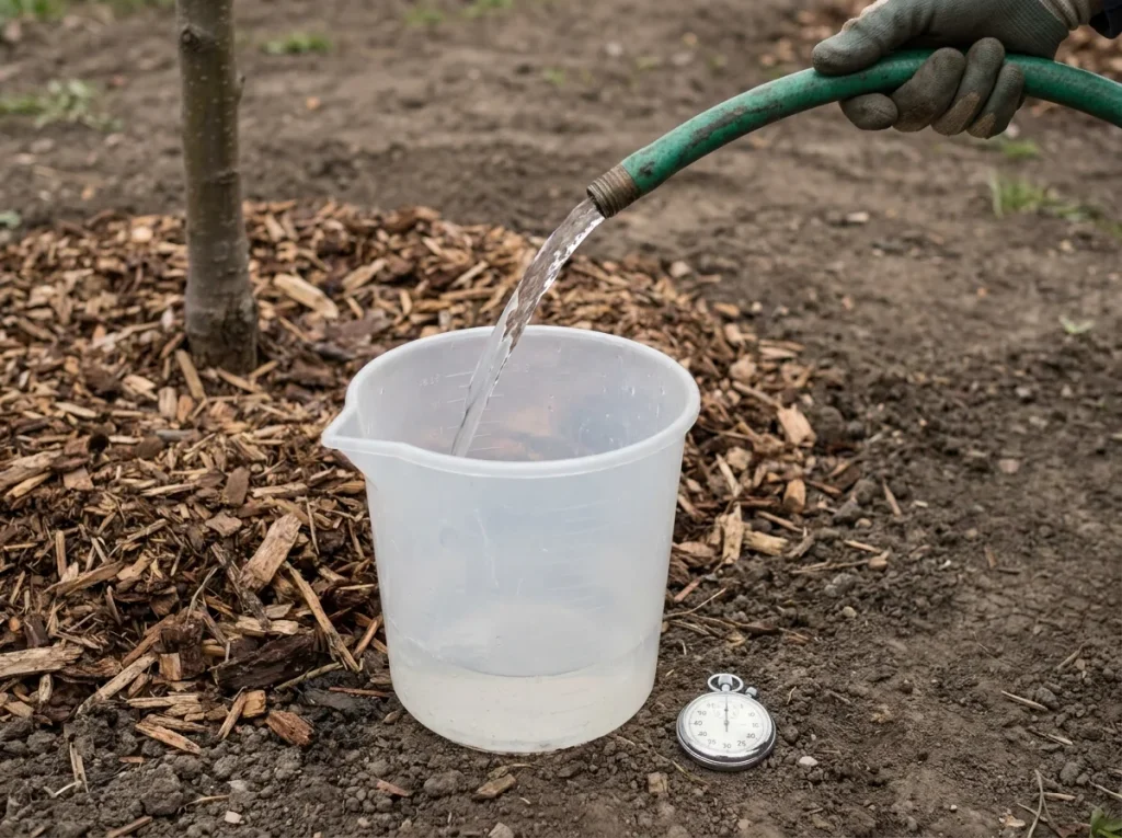 Measuring hose flow to calculate an apple tree watering session