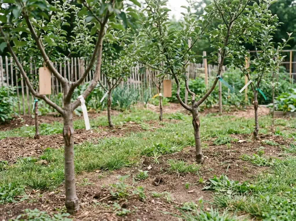 young grafted apple trees