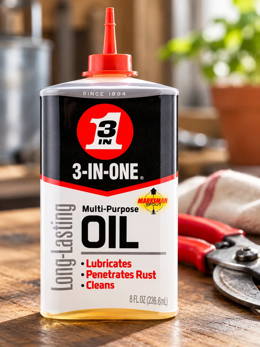 3-IN-ONE Multi-Purpose Oil for maintaining pruning shears after sharpening