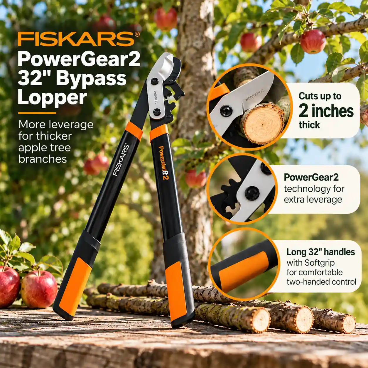 Fiskars PowerGear2 32" Bypass Lopper