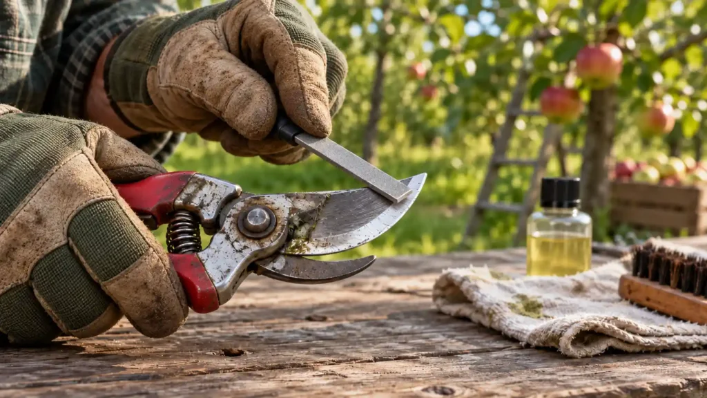 how to sharpen pruning shears with a diamond file