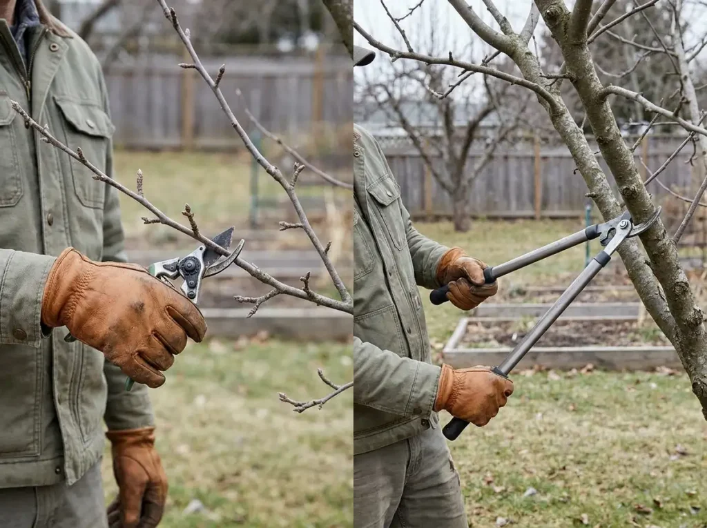 pruning shears vs loppers hand position and leverage